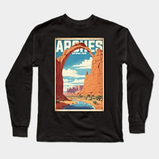 Arches National Park USA Vintage Travel Retro Tourism Long Sleeve T-Shirt